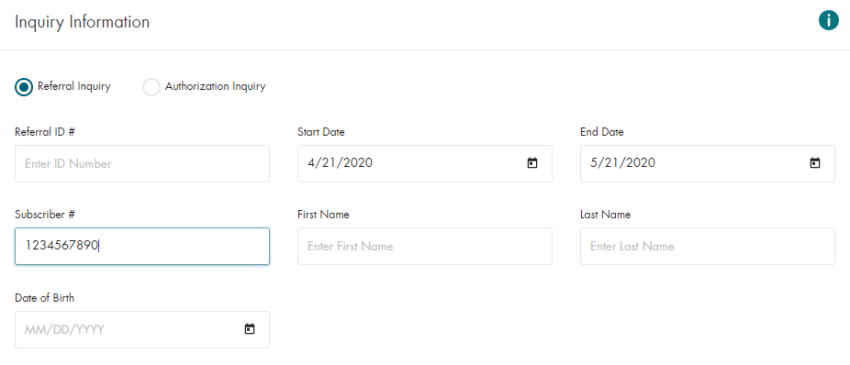 Referral Status Inquiry Info